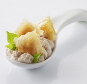 Cuillère apéritive crème de thon et ravioles à poêler - recette iTerroir